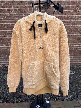 Tan Sherpa Half-Zip Hoodie